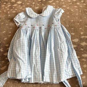 Light Blue Gingham Smocked Baby Dress